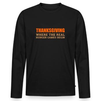 Thanksgiving with a Twist - Men's Premium Organic Long Sleeve Shirt - black - Front - Nico (187cm)