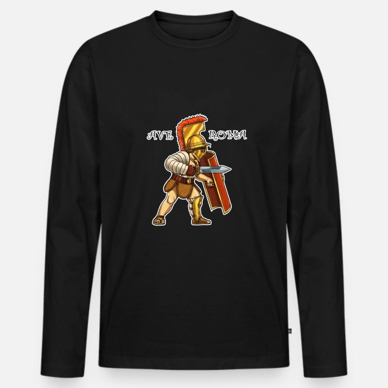 Gladiator T-Shirt AVE ROMA - Männer Premium Bio Langarmshirt - Schwarz
