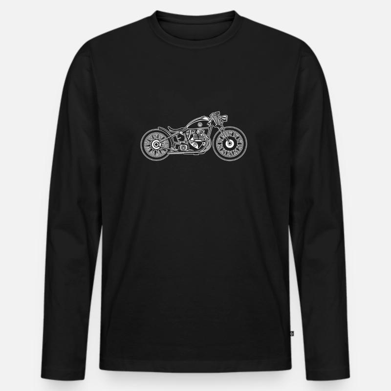 Chopper / Bobber Motorrad 09_weiß - Männer Premium Bio Langarmshirt - Schwarz