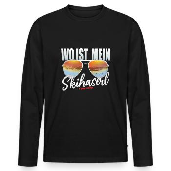 Apres Ski Party Shirt Wo ist mein Skihaserl - Männer Premium Bio Langarmshirt - Schwarz - Vorne - Nico (187cm)