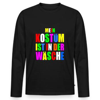 mein kostüm ist in der wäsche - Männer Premium Bio Langarmshirt - Schwarz - Vorne - Nico (187cm)