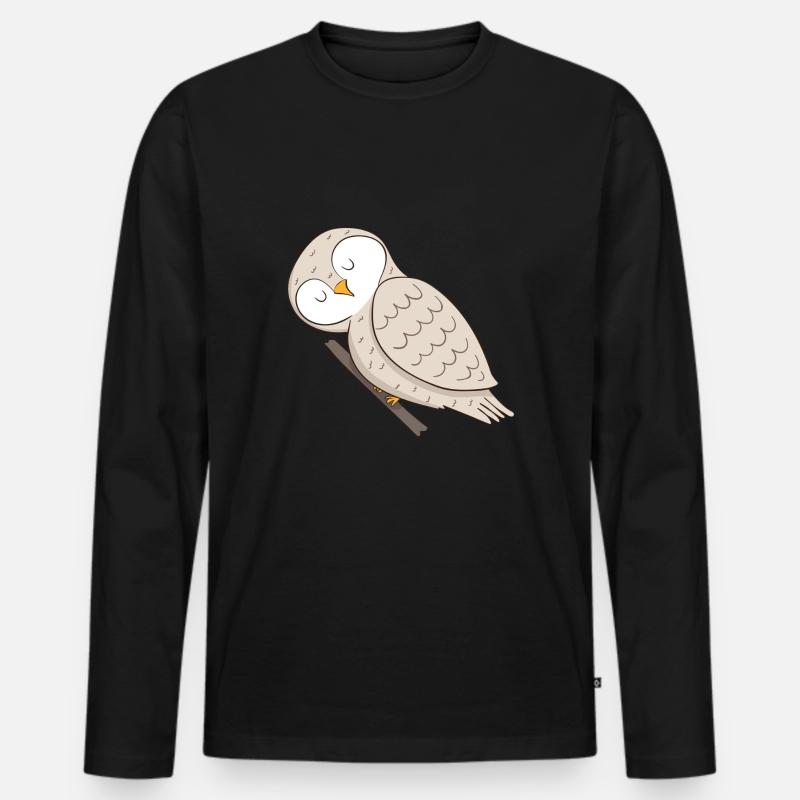 Eule - Männer Premium Bio Langarmshirt - Schwarz