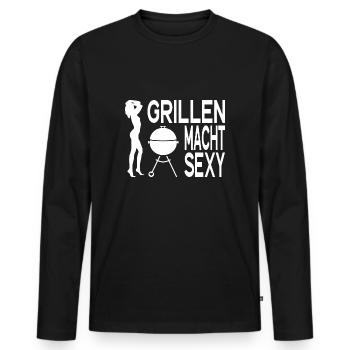Grilling funny BBQ Say BBQ Men Grill - Men's Premium Organic Long Sleeve Shirt - black - Front - Nico (187cm)