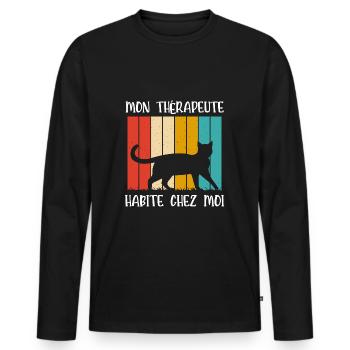 mon thérapeute habite chez moi - T-shirt manches longues Premium bio Homme - noir - Devant - Nico (187cm)