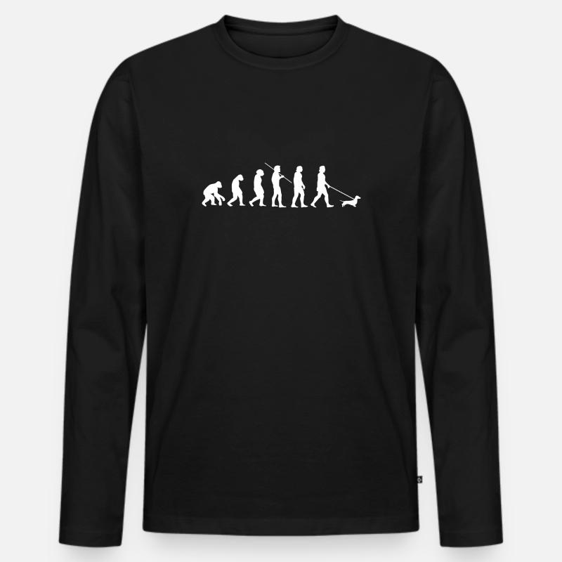 Dackel Evolution Teckel Dachshund Geschenkidee - Männer Premium Bio Langarmshirt - Schwarz
