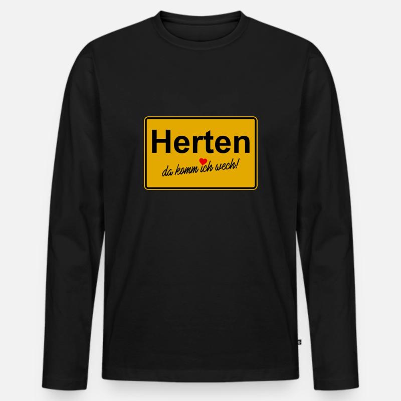 Herten da komm ich wech - Männer Premium Bio Langarmshirt - Schwarz