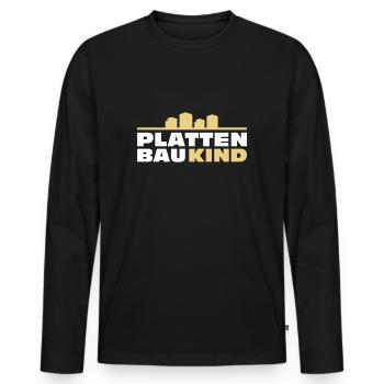 Plattenbau Kind - Osten DDR Ossi Plattenkind Block - Männer Premium Bio Langarmshirt - Schwarz - Vorne - Nico (187cm)