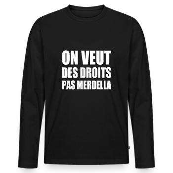 We want rights, not Merdella - Men's Premium Organic Long Sleeve Shirt - black - Front - Nico (187cm)