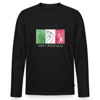 Italien Fahne Vintage Italienische Fahne Hand - Männer Premium Bio Langarmshirt - Schwarz - Vorne - Nico (187cm)