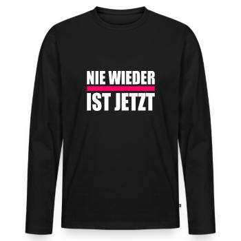 Nie wieder ist jetzt - Männer Premium Bio Langarmshirt - Schwarz - Vorne - Nico (187cm)