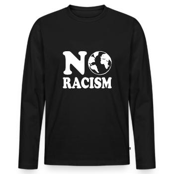 No racism - Männer Premium Bio Langarmshirt - Schwarz - Vorne - Nico (187cm)