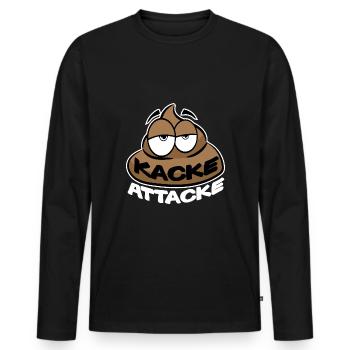 KACKE ATTACKE SCHEISSE - Männer Premium Bio Langarmshirt - Schwarz - Vorne - Nico (187cm)