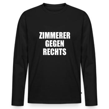 Zimmerer gegen rechts - Männer Premium Bio Langarmshirt - Schwarz - Vorne - Nico (187cm)