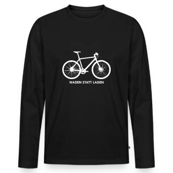 Fahrrad statt E-Bike - Waden statt laden - Männer Premium Bio Langarmshirt - Schwarz - Vorne - Nico (187cm)