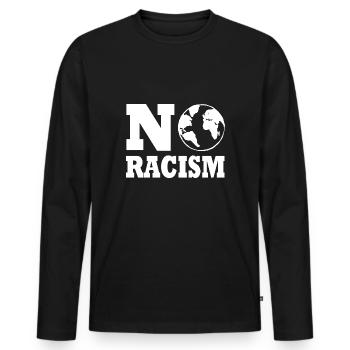 No racism - Männer Premium Bio Langarmshirt - Schwarz - Vorne - Nico (187cm)