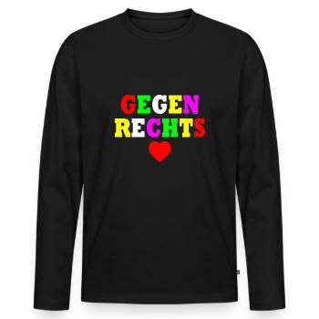 Gegen rechts - Männer Premium Bio Langarmshirt - Schwarz - Vorne - Nico (187cm)
