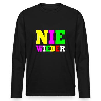 Nie wieder - Männer Premium Bio Langarmshirt - Schwarz - Vorne - Nico (187cm)