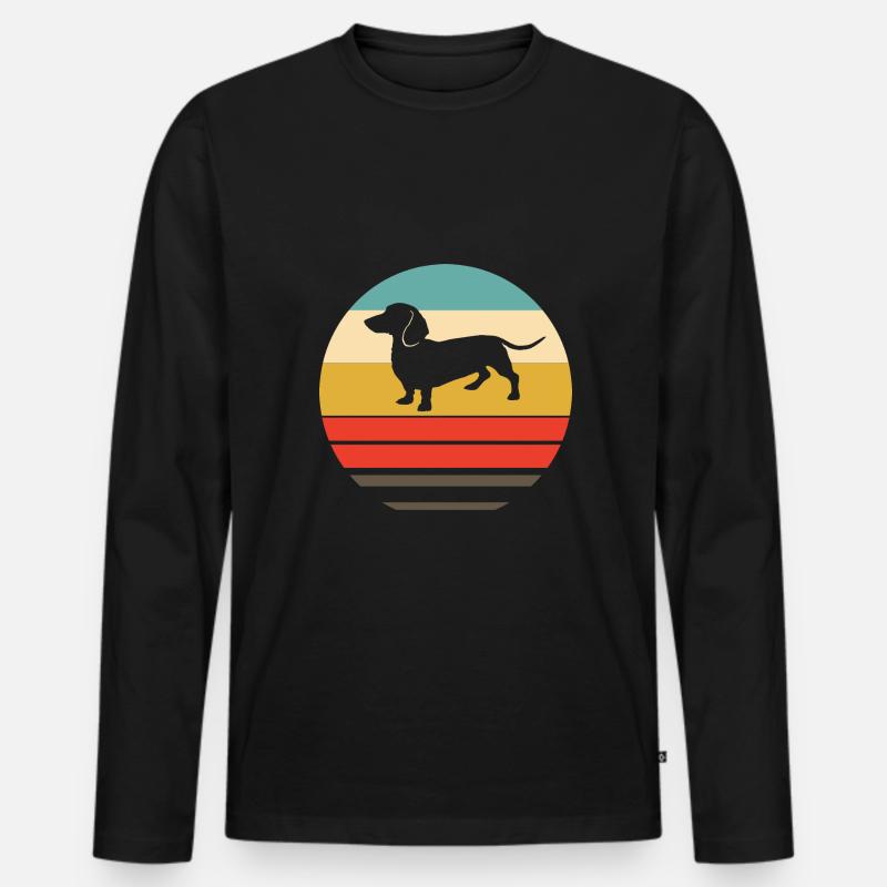 Retro Dackel Geschenk - Männer Premium Bio Langarmshirt - Schwarz