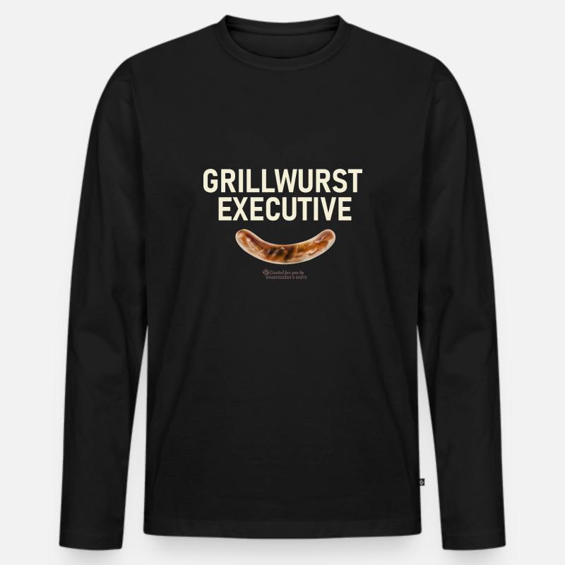 Grillspruch Grillwurst Executive - Männer Premium Bio Langarmshirt - Schwarz