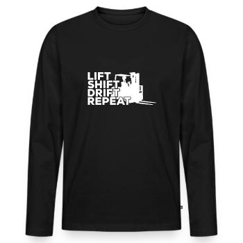 Conducteur de chariot élévateur Opérateur de chariot élévateur élévateur - T-shirt manches longues Premium bio Homme - noir - Devant - Nico (187cm)
