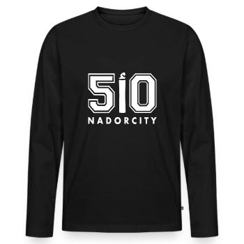 Nador license plate ا 50 - Men's Premium Organic Long Sleeve Shirt - black - Front - Nico (187cm)