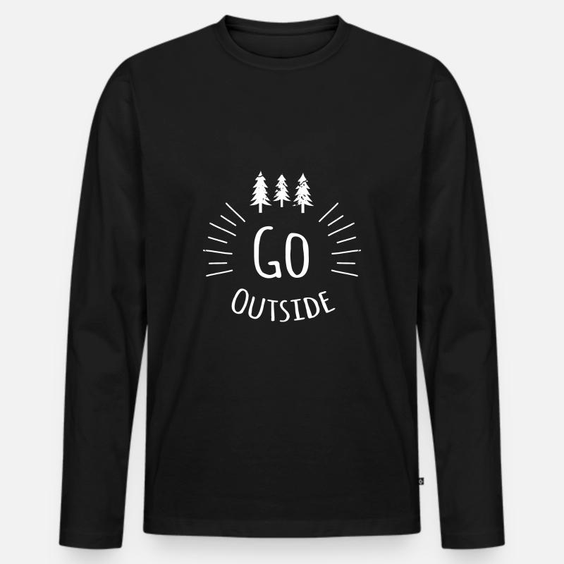 Go Outside - Männer Premium Bio Langarmshirt - Schwarz