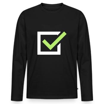 tick tick mark - Men's Premium Organic Long Sleeve Shirt - black - Front - Nico (187cm)