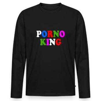 Porno king - T-shirt manches longues Premium bio Homme - noir - Devant - Nico (187cm)