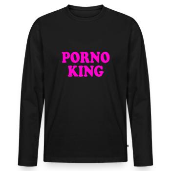 Porno king - T-shirt manches longues Premium bio Homme - noir - Devant - Nico (187cm)