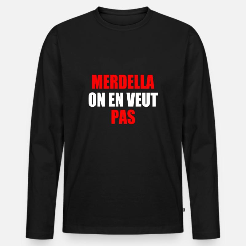 merdella on en veut pas - Männer Premium Bio Langarmshirt - Schwarz