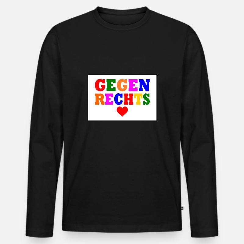 Gegen rechts - Männer Premium Bio Langarmshirt - Schwarz