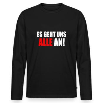 Es geht uns alle an - Männer Premium Bio Langarmshirt - Schwarz - Vorne - Nico (187cm)
