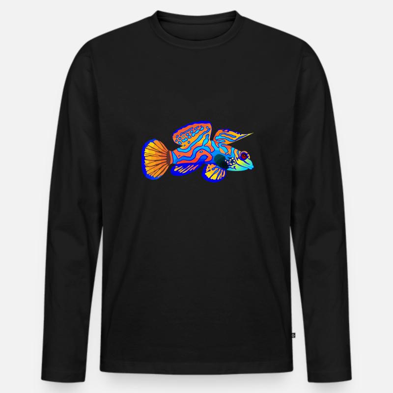 Psychedelischer Mandarinfisch: Ozeanische Kunst - Männer Premium Bio Langarmshirt - Schwarz