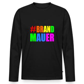 brandmauer - Männer Premium Bio Langarmshirt - Schwarz - Vorne - Nico (187cm)