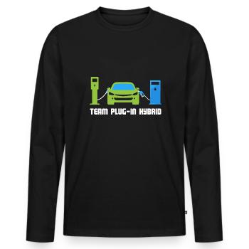 Team Plug-In-Hybrid: Green Driving - Men's Premium Organic Long Sleeve Shirt - black - Front - Nico (187cm)