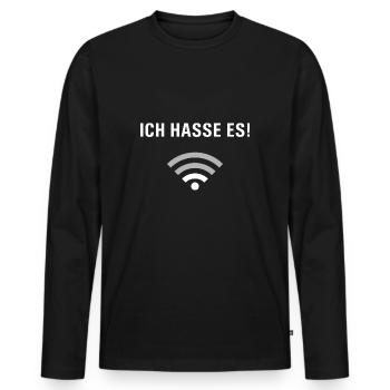 wlan - Männer Premium Bio Langarmshirt - Schwarz - Vorne - Nico (187cm)