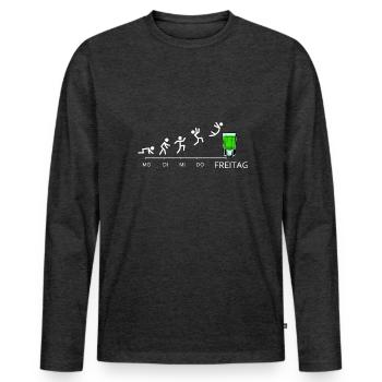 Pfeffi Evolution Pfefferminz Likör Saufen JGA - Männer Premium Bio Langarmshirt - Anthrazit meliert - Vorne - Nico (187cm)