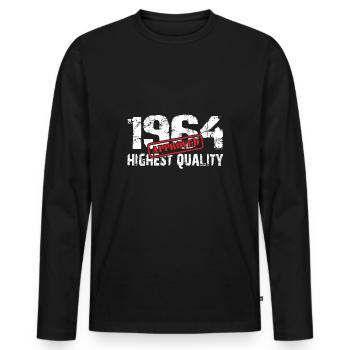 Geboren 1964 Jahrgang 1964 topfit aktiv - Männer Premium Bio Langarmshirt - Schwarz - Vorne - Nico (187cm)