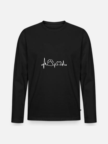 Hunde, Herzschlag, Hundepfote, Hundeliebe - Männer Premium Bio Langarmshirt - Schwarz