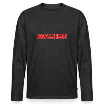 MACHER MOTIV - COLLE MALLE BIERKÖNIG AUFSCHRIFT - Männer Premium Bio Langarmshirt - Anthrazit meliert - Vorne - Nico (187cm)
