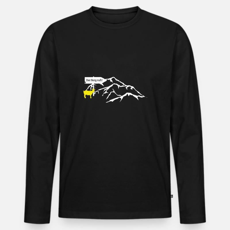 Der Berg ruft! - Männer Premium Bio Langarmshirt - Schwarz