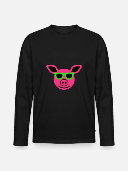 Gris med solbriller - Premium økologisk langærmet T-shirt til mænd - sort