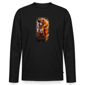 horse - Men's Premium Organic Long Sleeve Shirt - black - Front - Nico (187cm)
