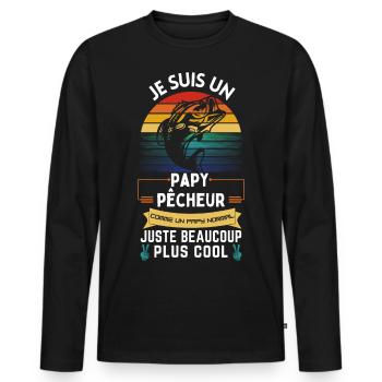 Ich bin ein Opa Fischer T-Shirt - Männer Premium Bio Langarmshirt - Schwarz - Vorne - Nico (187cm)