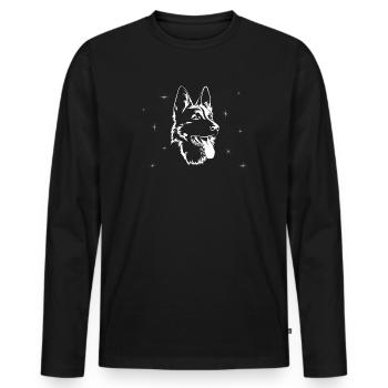 Deutscher Schäferhund mit Sternen - Männer Premium Bio Langarmshirt - Schwarz - Vorne - Nico (187cm)
