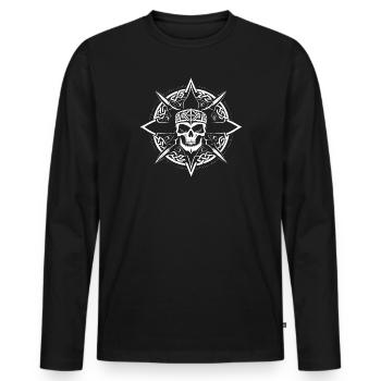 Crâne celtique - T-shirt manches longues Premium bio Homme - noir - Devant - Nico (187cm)