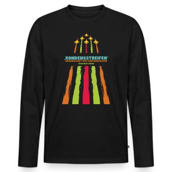 Himmelsgeheimnisse: Kondensstreifen vs. Chemtrails - Männer Premium Bio Langarmshirt - Schwarz - Vorne - Nico (187cm)