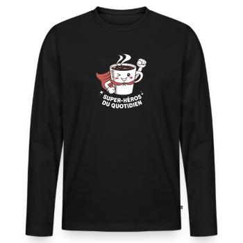 Superhelden des Alltags - Männer Premium Bio Langarmshirt - Schwarz - Vorne - Nico (187cm)
