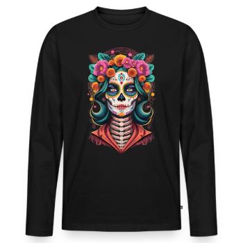 Tradition and Beauty - Mexican Festival of the Dead - Men's Premium Organic Long Sleeve Shirt - black - Front - Nico (187cm)