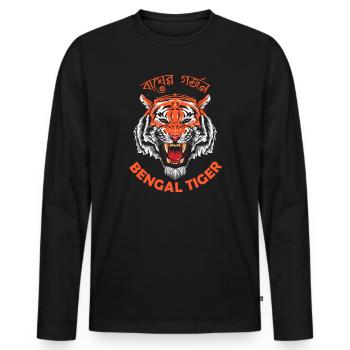 Bengalischer Tiger Königstiger - Männer Premium Bio Langarmshirt - Schwarz - Vorne - Nico (187cm)